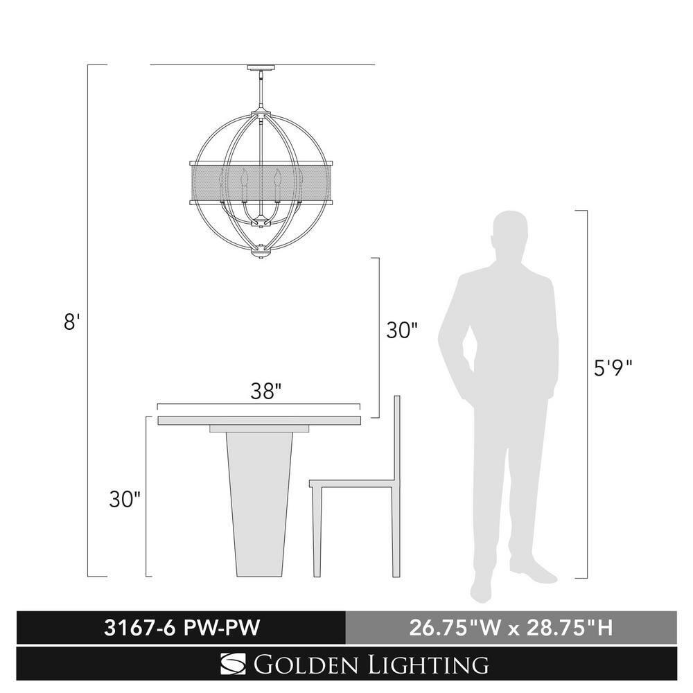 6 - Light Dimmable Chandelier