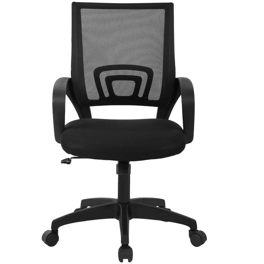 Henry Mesh Cushioned Ergonomic Desk Chair in Black With Non-Adjustable Arms