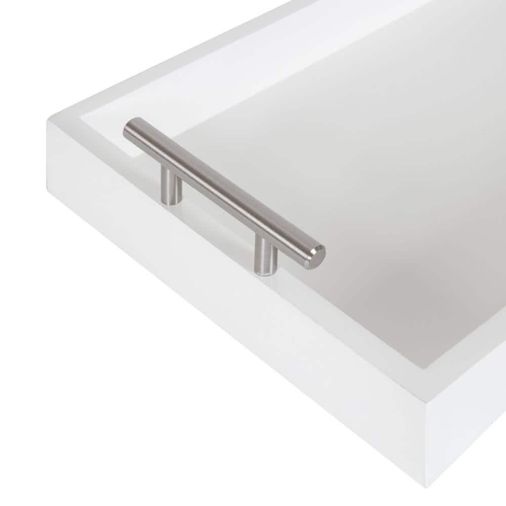 Kate and Laurel Lipton Tray, 10x24, White and Silver