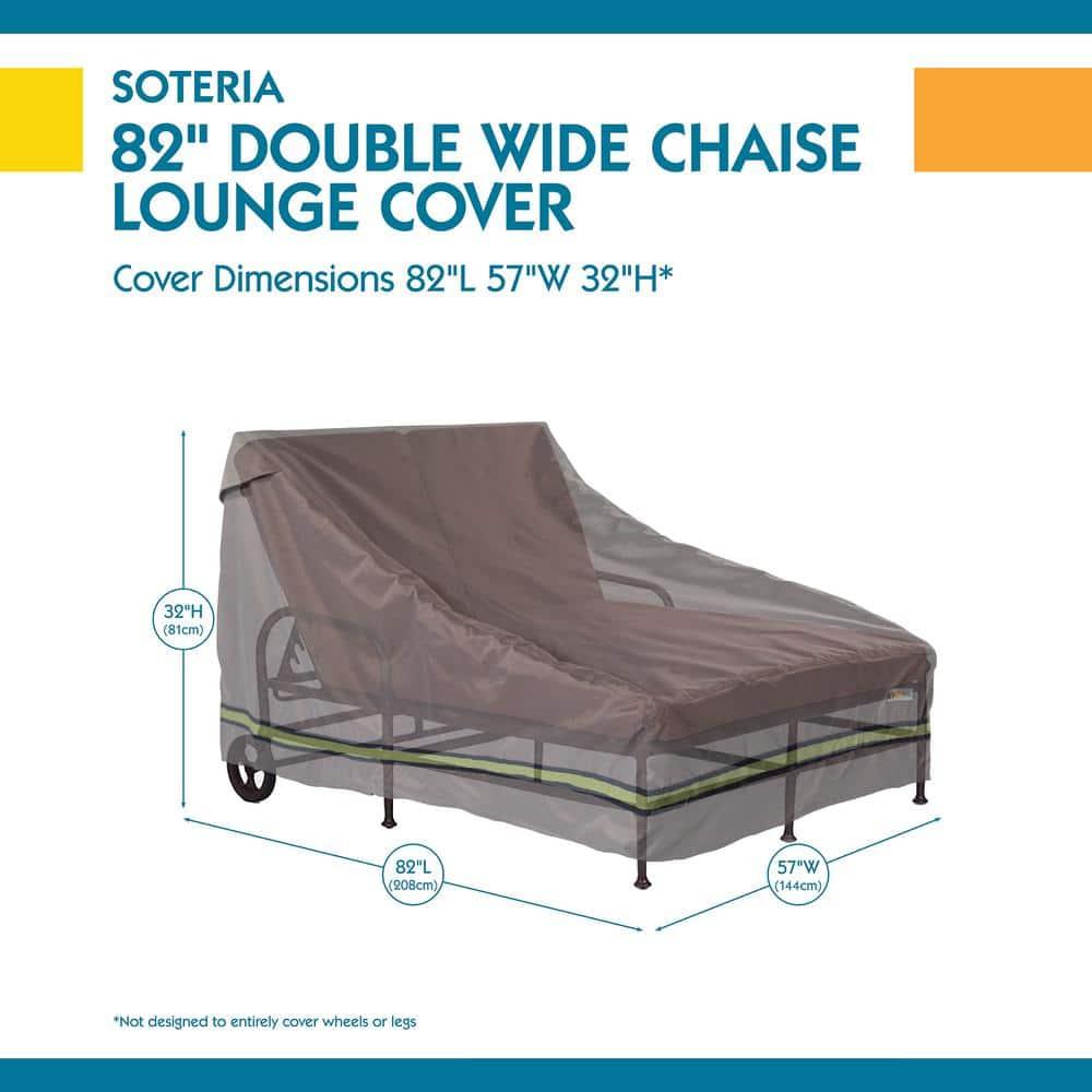 Duck Covers Soteria Waterproof 82 Inch Double Wide Patio Chaise Lounge Chair Cover