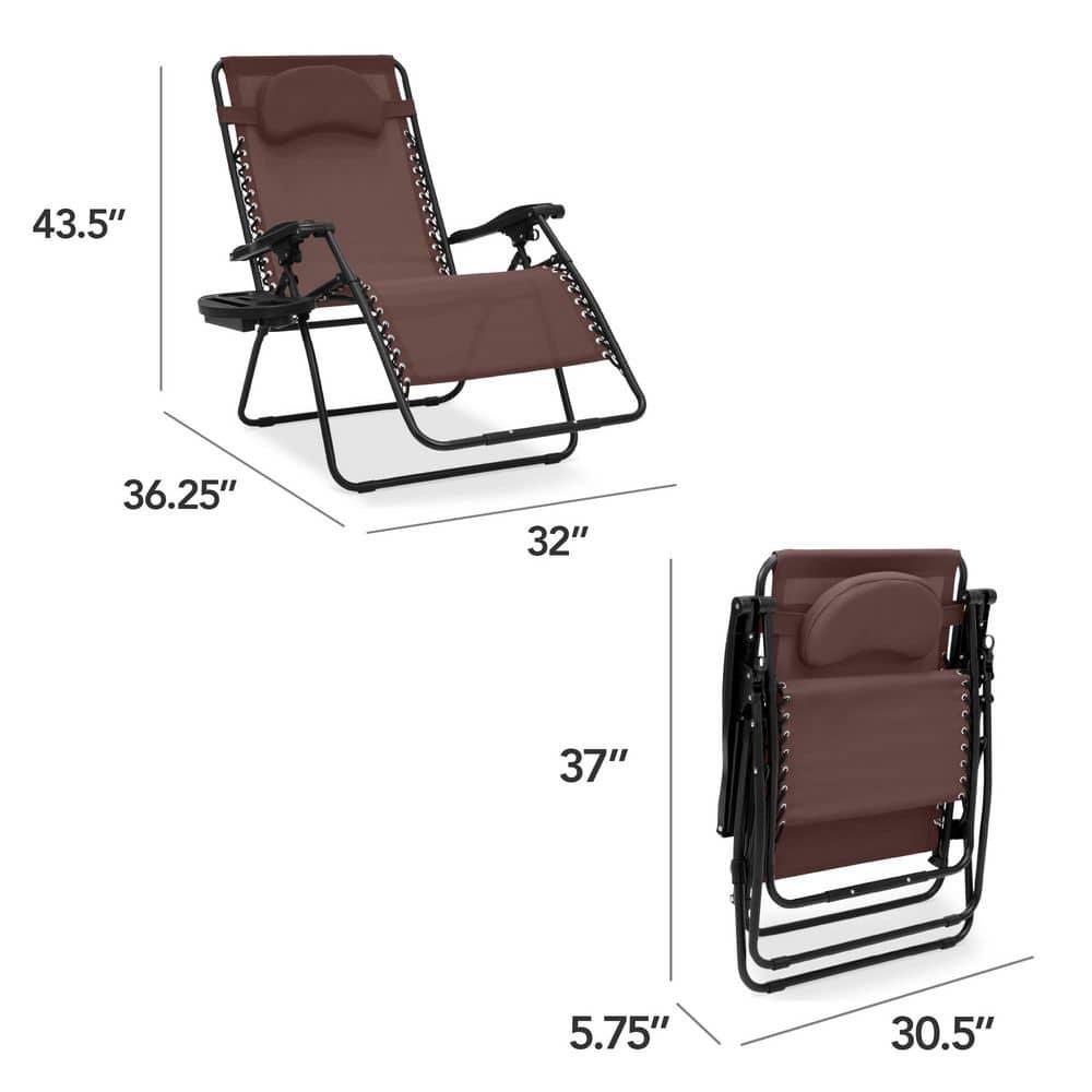 Best Choice Products Oversized Zero Gravity Chair, Folding Outdoor Patio Recliner w/ Cup Holder - Brown