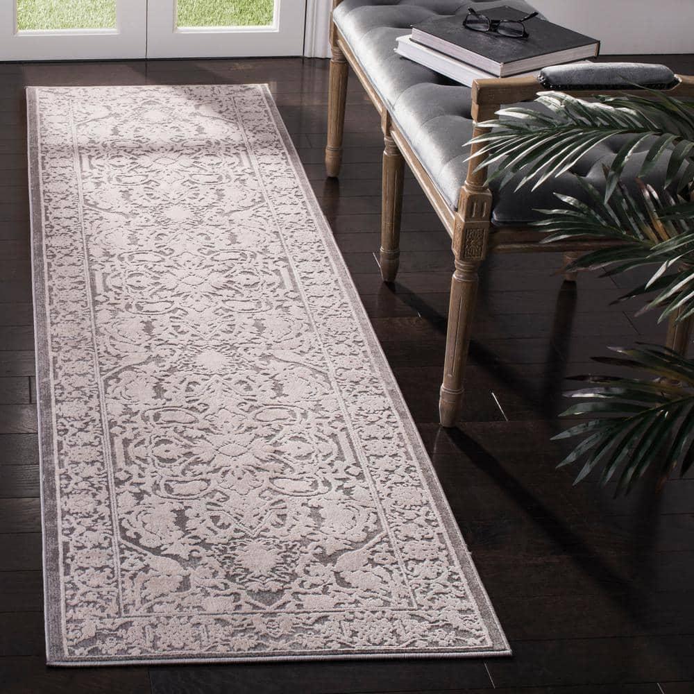 Reflection RFT665 Power Loomed Indoor Runner Rug - 2'3"x6' - Dark Grey/Cream - Safavieh