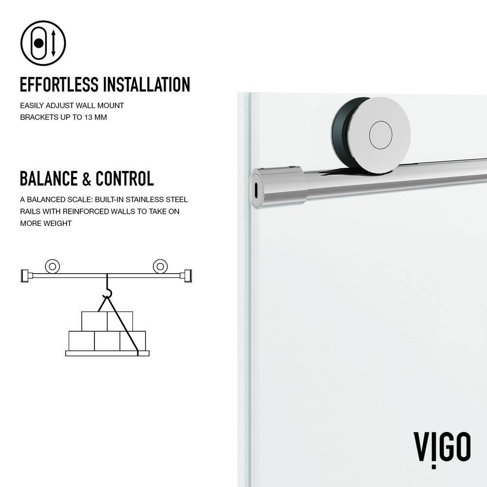 Elan 56-60" W x 76" H Sliding Frameless Shower Door with 3/8" Clear Glass