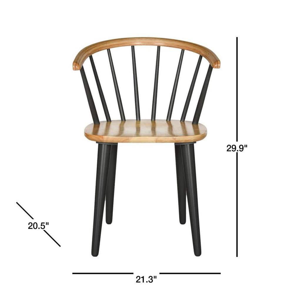 SAFAVIEH Blanchard Mid-Century Curved Spindle Side Chair, Natural/Grey