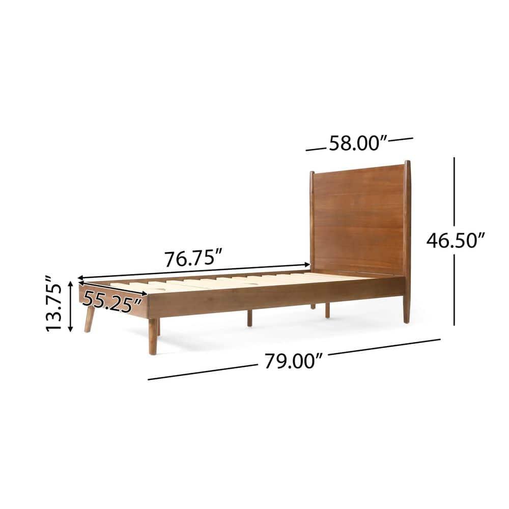 GDF Studio OkiOKi Mid Century Wood Bed, Medium Brown Full