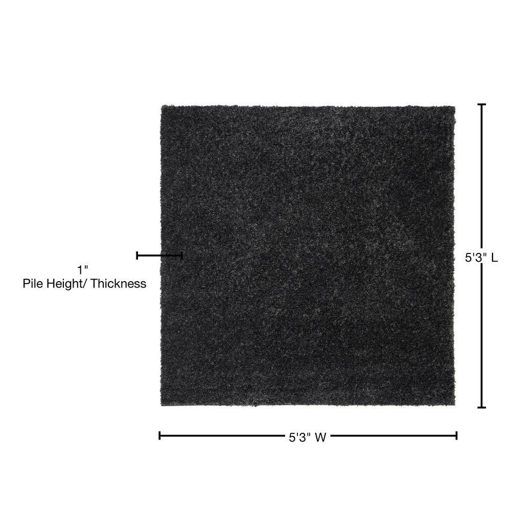 August Shag 900 AUG900 Power Loomed Indoor Area Rug - Charcoal - 5'3"x5'3" - Safavieh