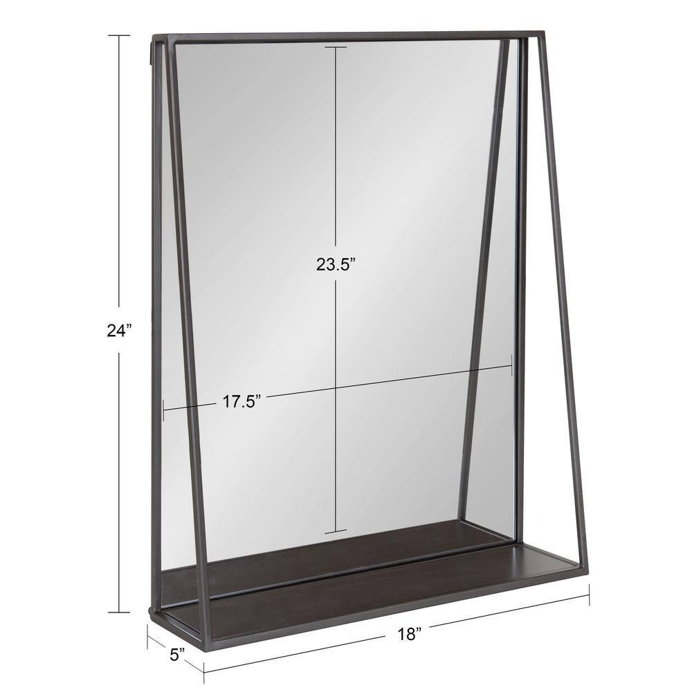 18" x 24" Lintz Metal Framed Wall Mirror with Shelf, Modern Decor - Kate & Laurel All Things Decor