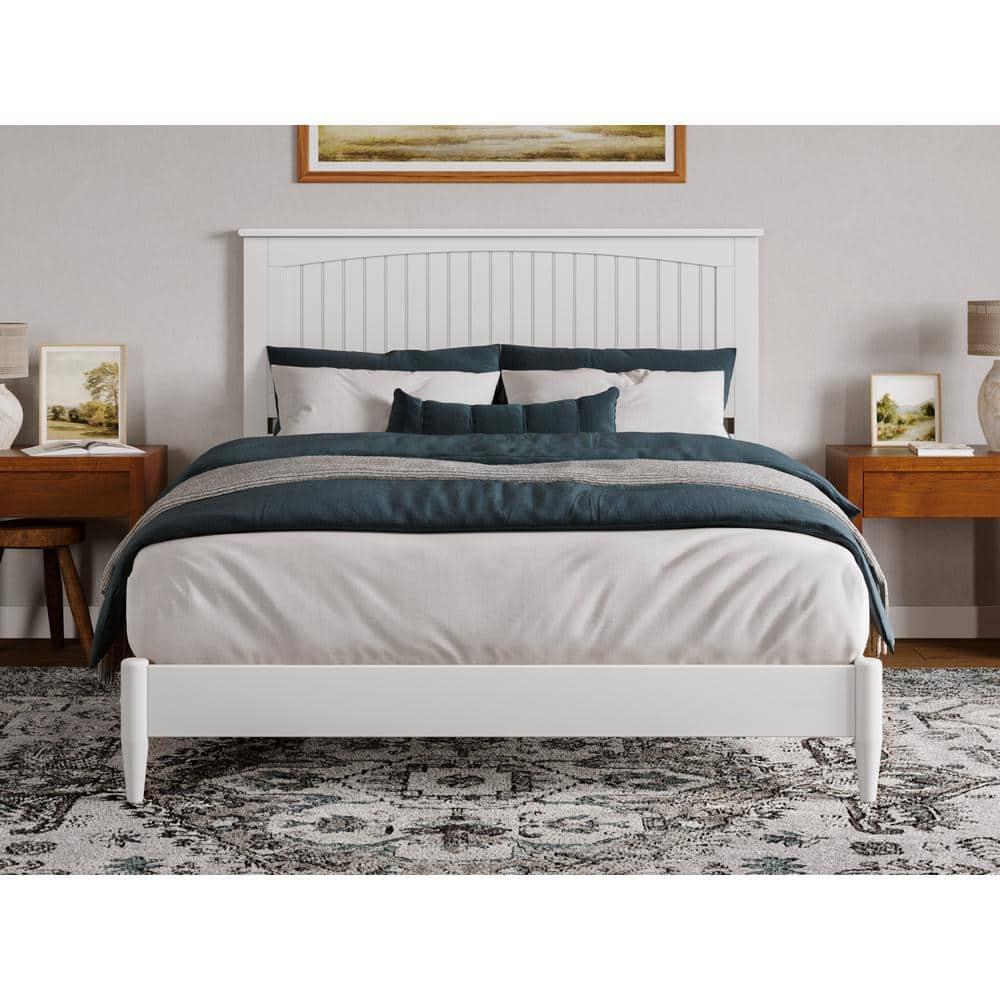 AFI Naples Queen Solid Wood Low Profile Platform Bed, White