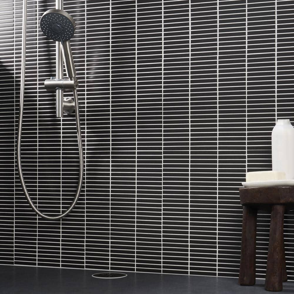 Monogram Stacked 11.19 In. X 11.9 In. Glossy Porcelain Mosaic Floor And Wall Tile (0.92 Sq. Ft. / Each)