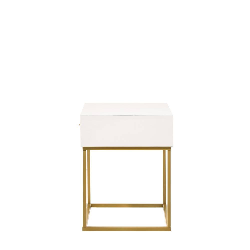 LuXeo LuXeo Catalina One Drawer Nightstand with Mustard Gold Legs