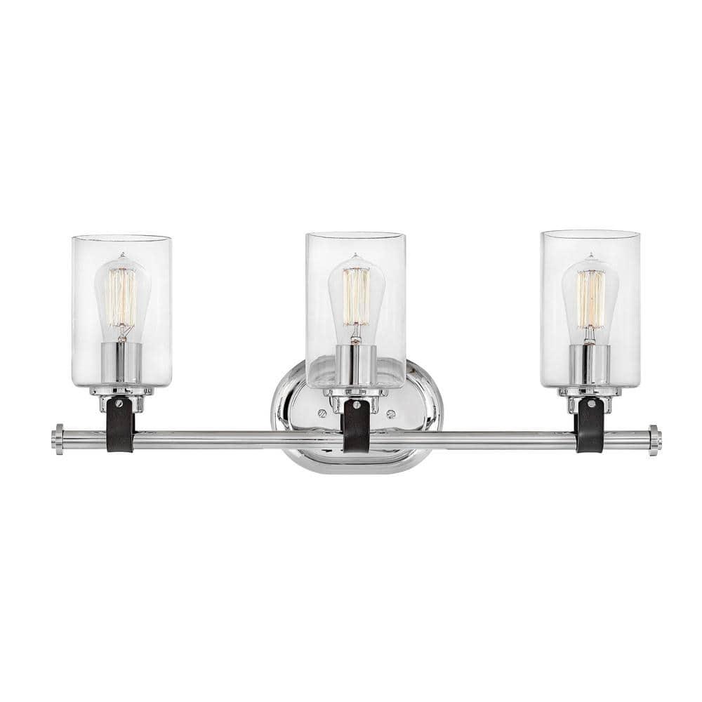 Halstead Chrome 3-Light Vanity with Clear Glass Shades
