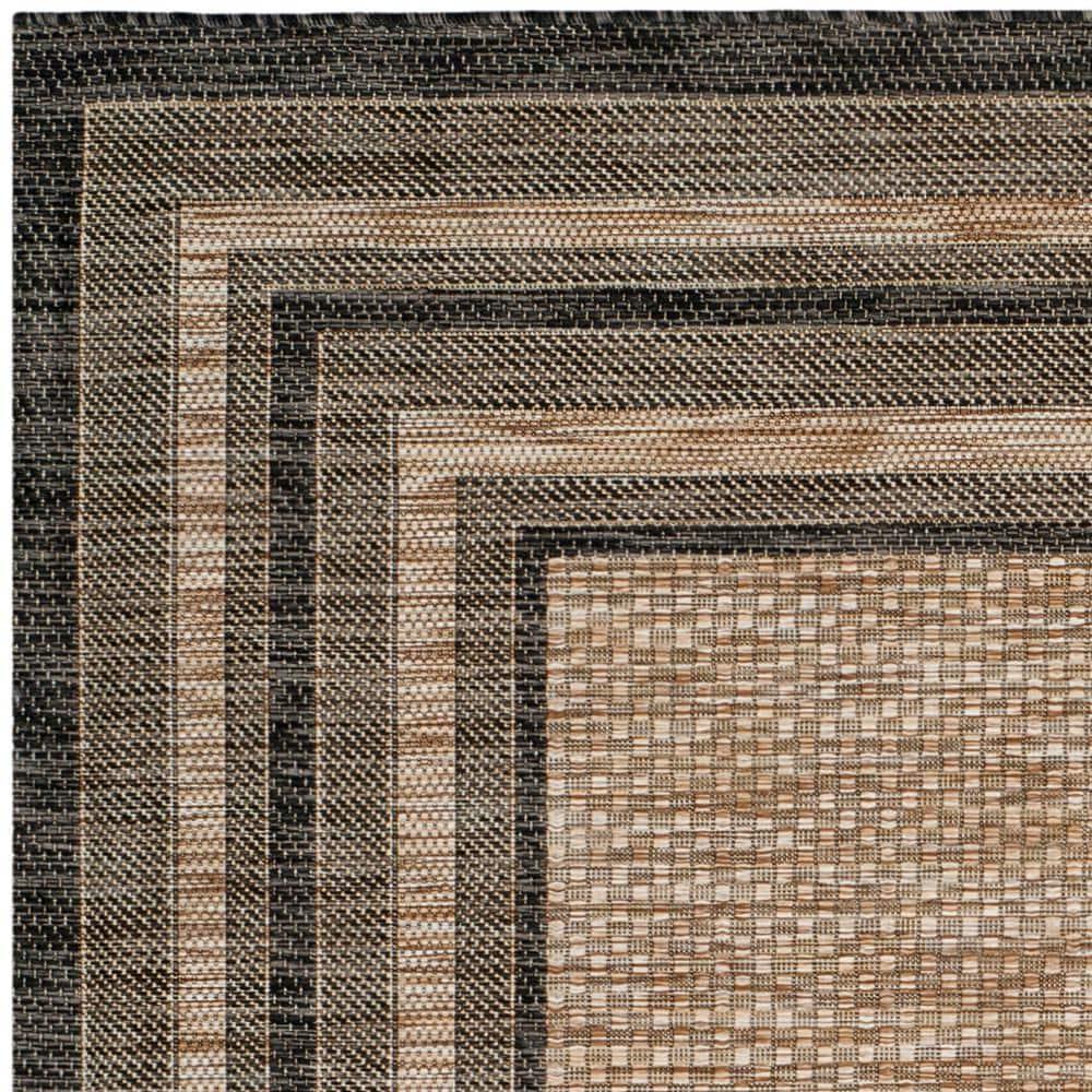 Courtyard CY8475 Power Loomed Indoor and Outdoor Area Rug - Natural/Black - 5'3"x5'3" - Safavieh