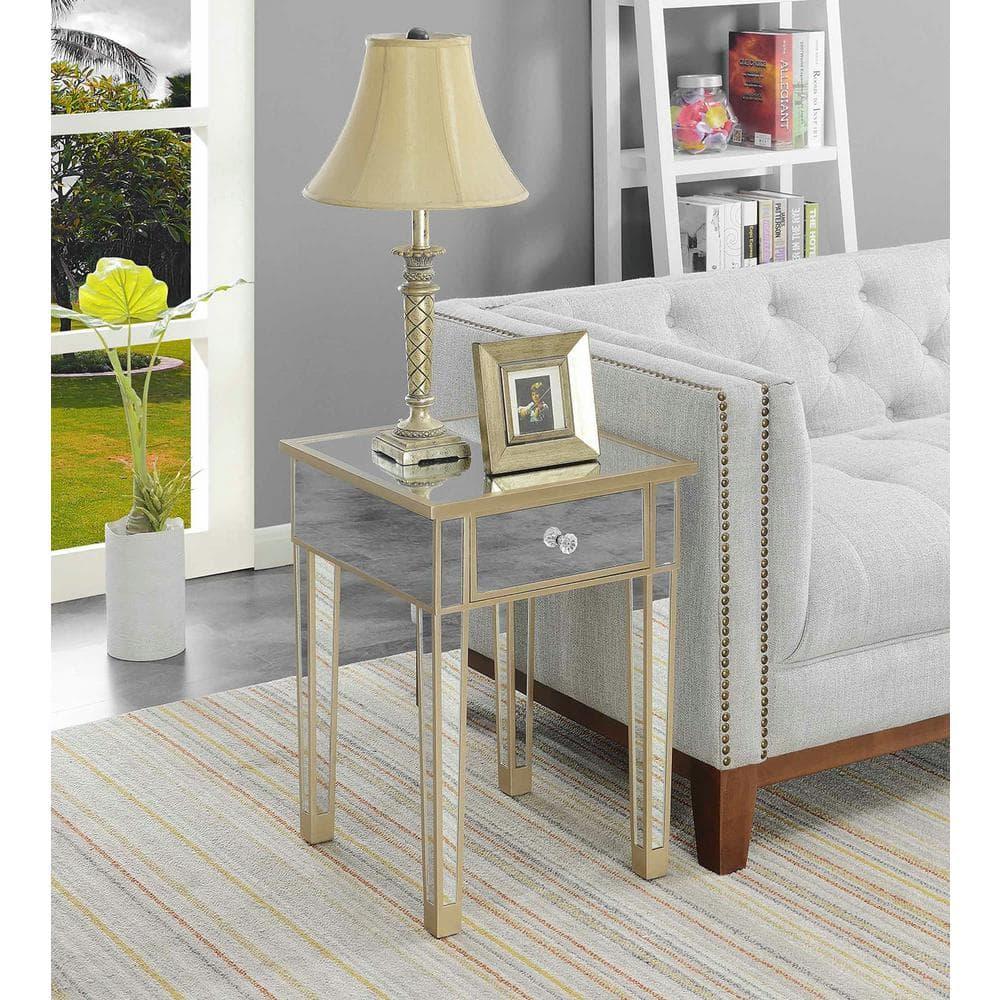 Convenience Concepts Gold Coast Mirrored End Table with Drawer, Multiple Colors