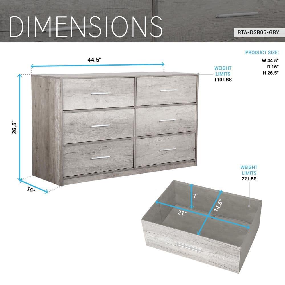 6-Drawer Dresser with Extra Large Fabric Bins, Wood Frame Storage Organizer for Bedroom, Living Room, or Hallway, Versatile Design Doubles as a TV Stand, Ideal for Home Organization, Grey