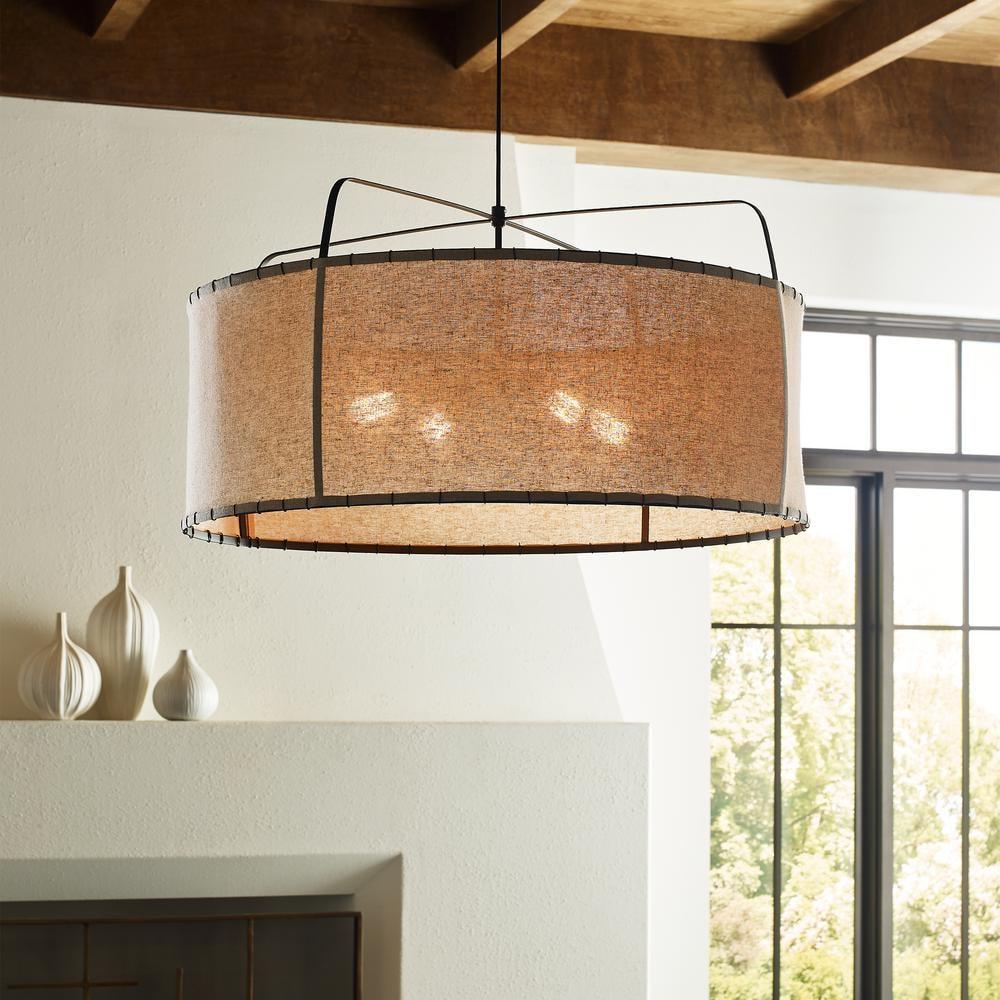 ED Ellen DeGeneres Dunne 4 - Light Aged Iron Drum Pendant