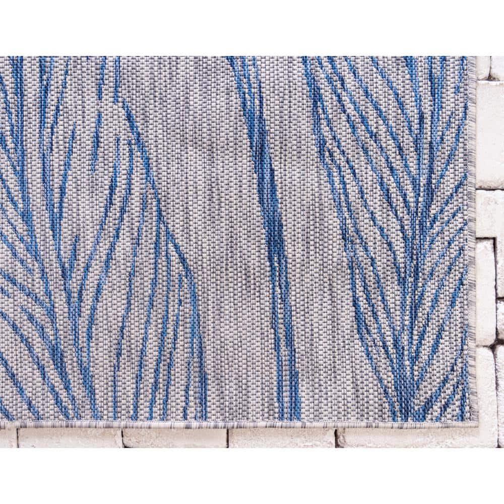Unique Loom 4' 1 x 6' 1 Rectangle Indoor/Outdoor Botanical Light Gray Area Rug