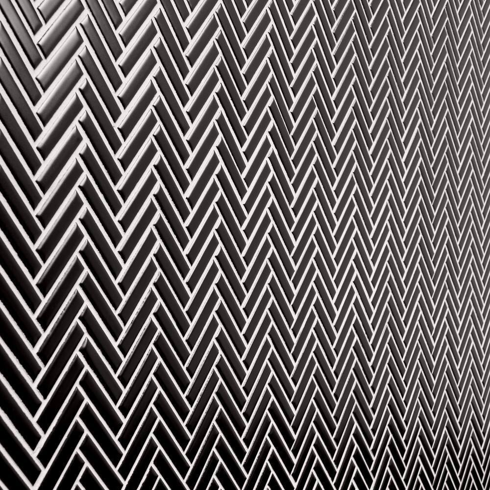 Monogram Herringbone 11.14 in. x 11.14 in. Glossy Porcelain Mosaic Floor And Wall Tile (0.86 Sq. Ft. / Each)