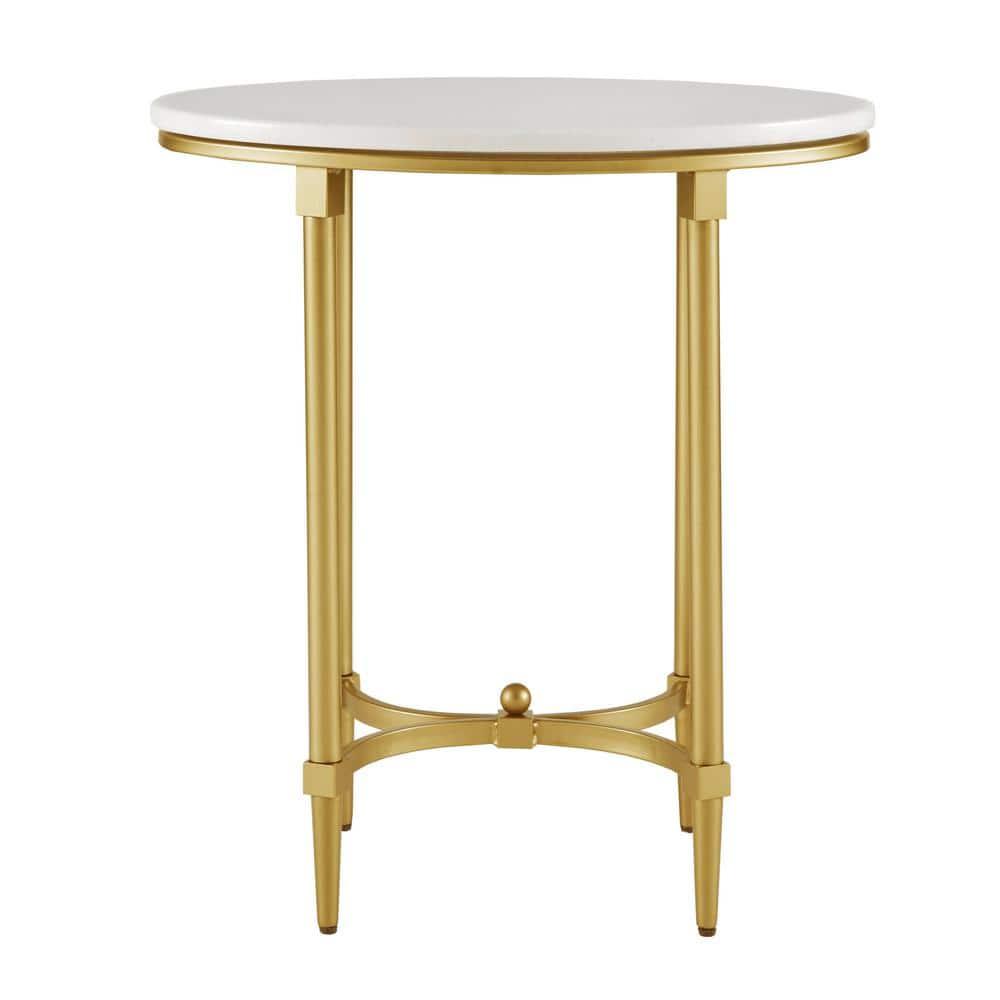 Bordeaux Marble Top Oval Gold Metal End Table