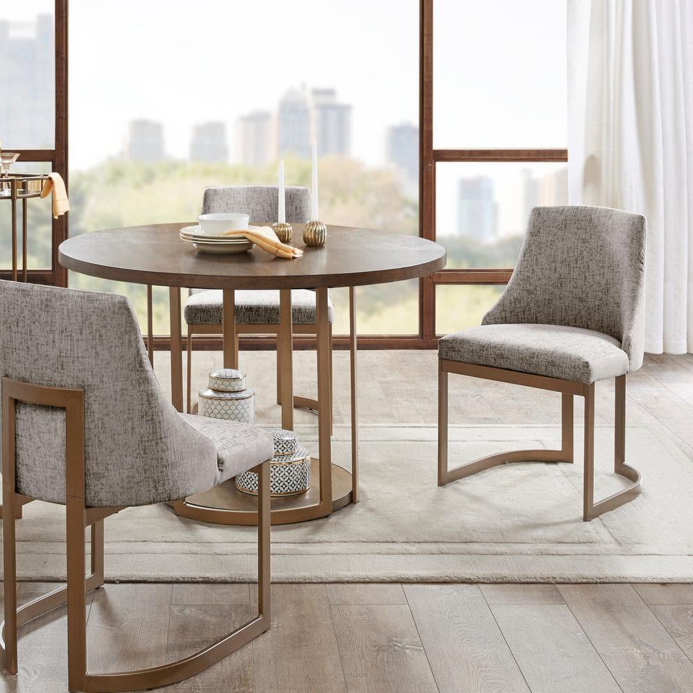 Madison Park Set of 2 Thornton Dining Chairs Gray: Upholstered, Metal Legs, Contemporary Style