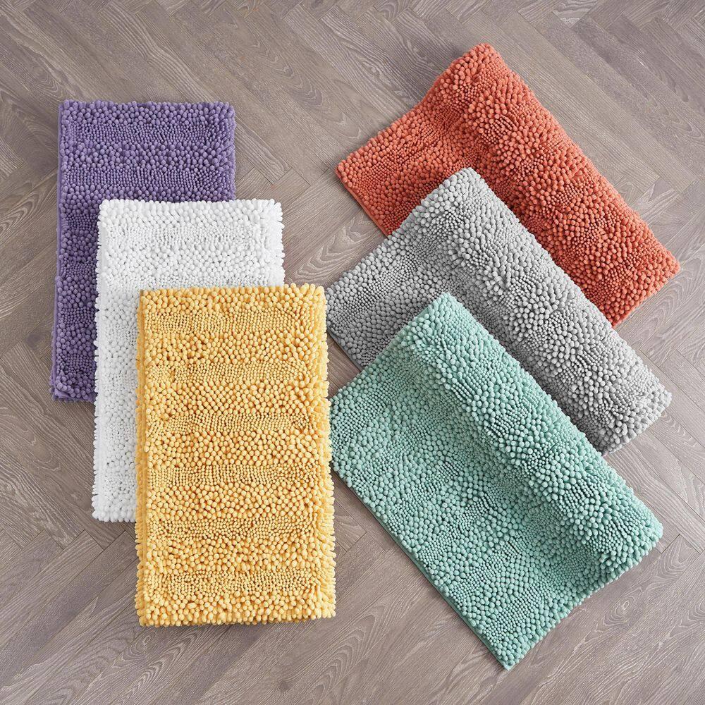 Wisteria Purple Chenille Non-Slip Polyester Bath Mat, 27" x 45"
