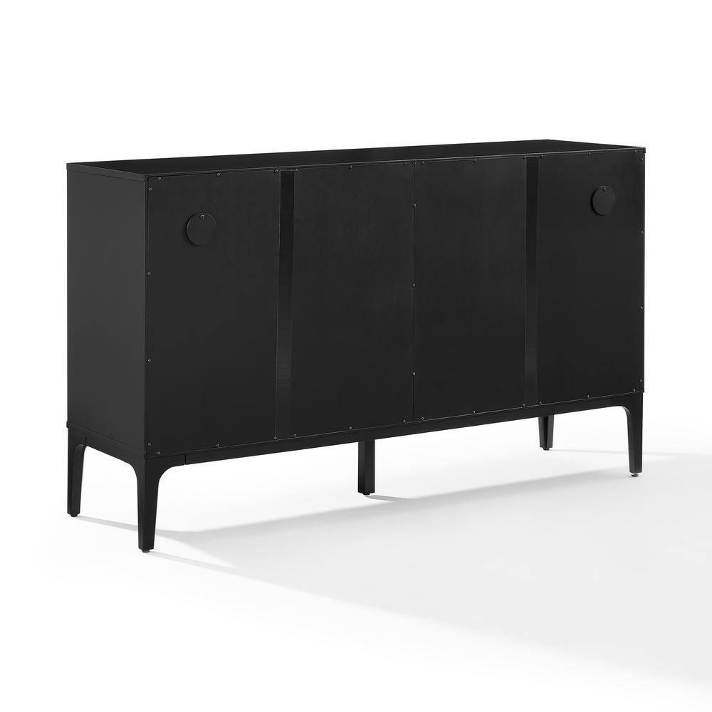 Crosley Furniture Asher Modern Particle Board Wood Sideboard in Matte Black