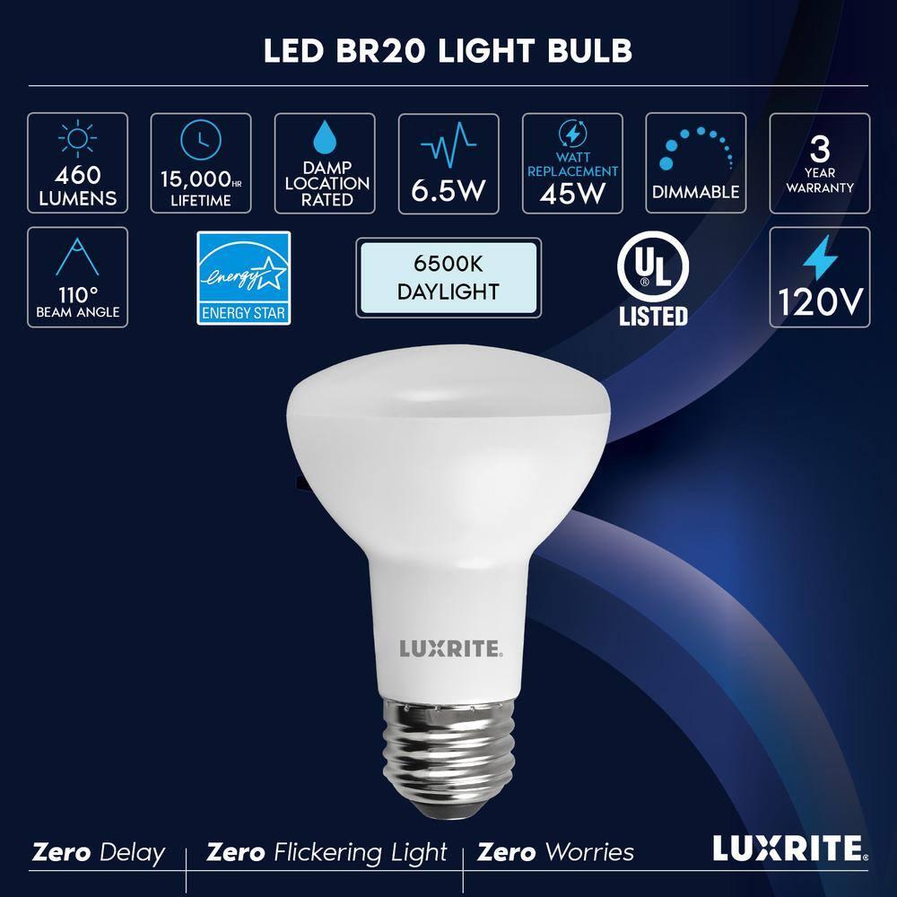45 Watt Equivalent BR20 E26/Medium (Standard) Dimmable 6500K LED Bulb