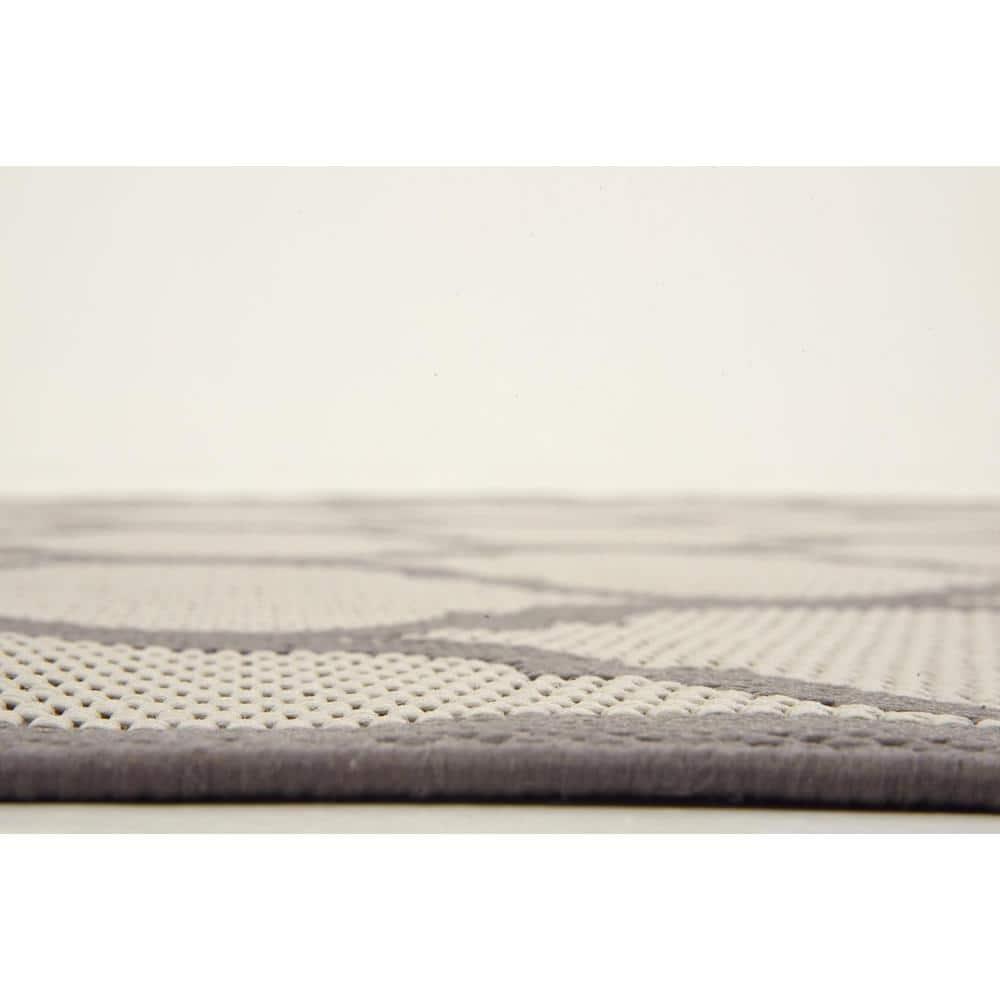 Unique Loom 6' 1 x 6' 1 Square Gray Outdoor Trellis Moroccan Area Rug
