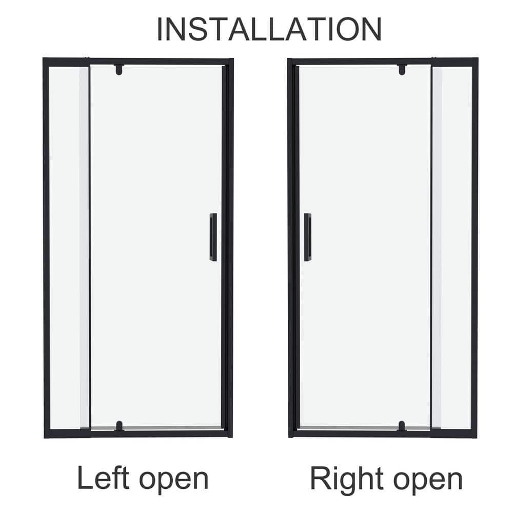 36 in.W - 72 in.H Pivot Shower Door with Clear Glass and Stainless Steel Handle
