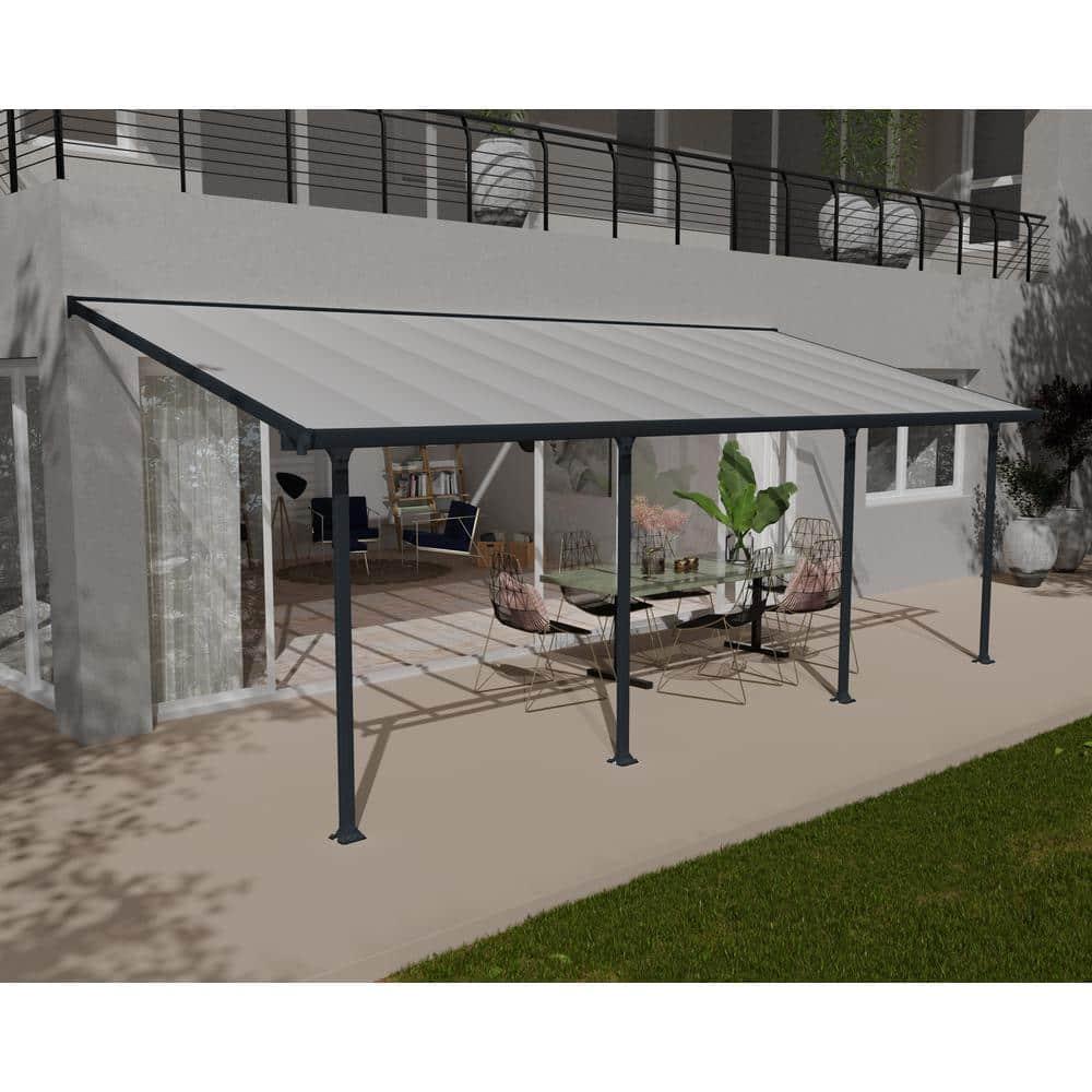 Palram - Canopia Feria 10' x 24' Polycarbonate/Galvanized Steel Patio Cover - Gray/Clear