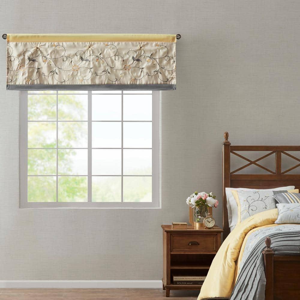Madison Park Serene Floral Embroidered 50'' W Single Window Valance