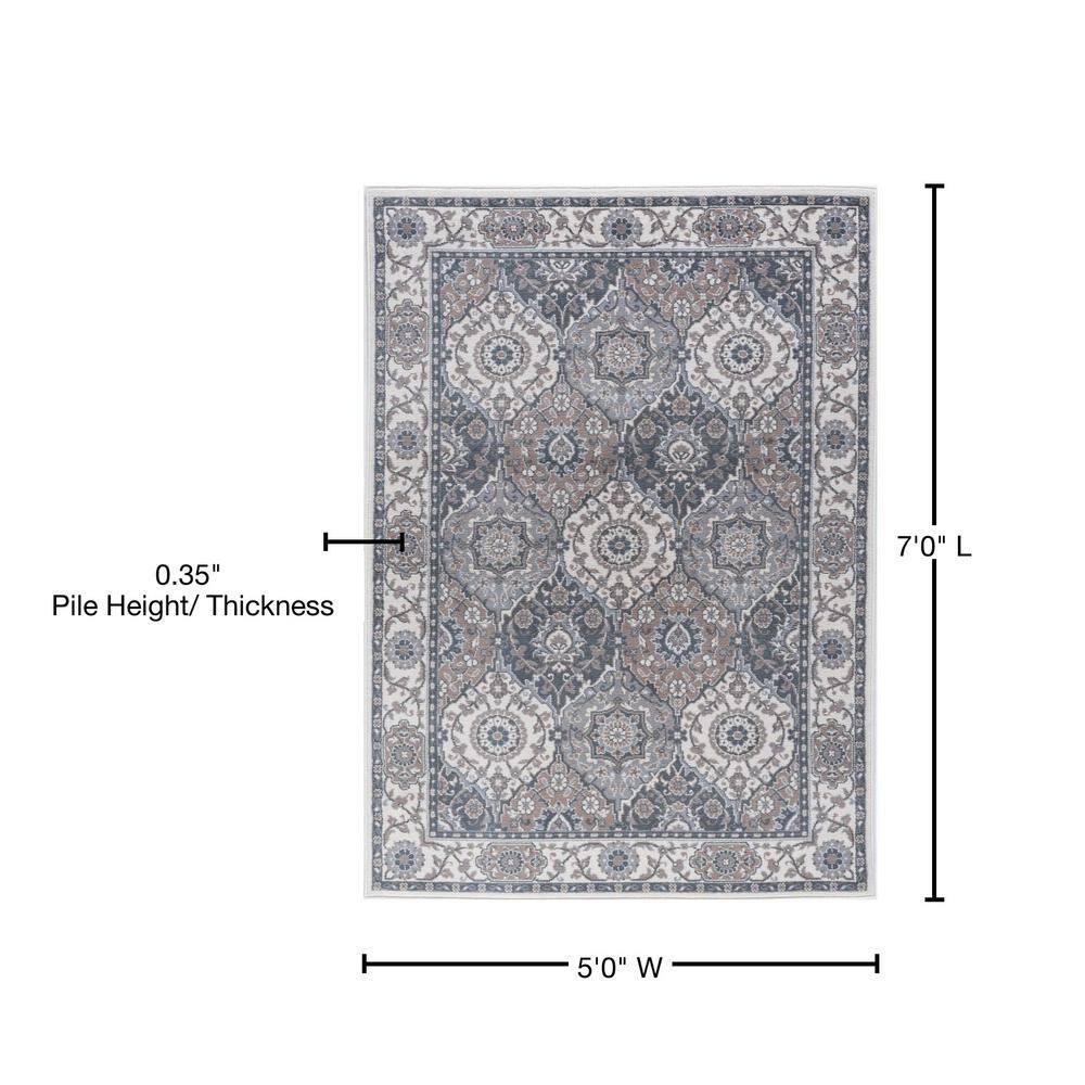 Tayse Madison 5 x 7 (ft) Loomed Polypropylene Cream Rectangular Indoor Floral/Botanical Oriental Area rug