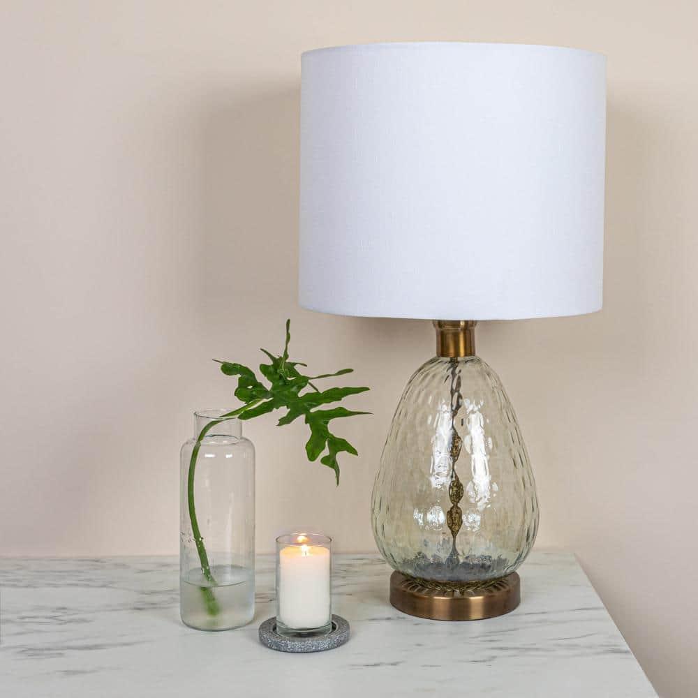 Storied Home Textured Glass Base Table Lamp: Antique Bronze, UL Listed, 26" Height