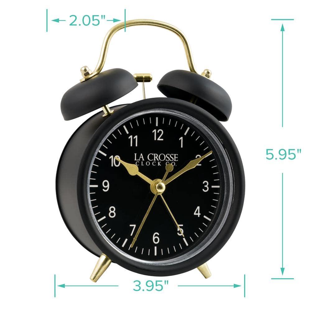 La Crosse Technology Analog Quartz Movement / Crystal Tabletop Clock with Alarm in Black