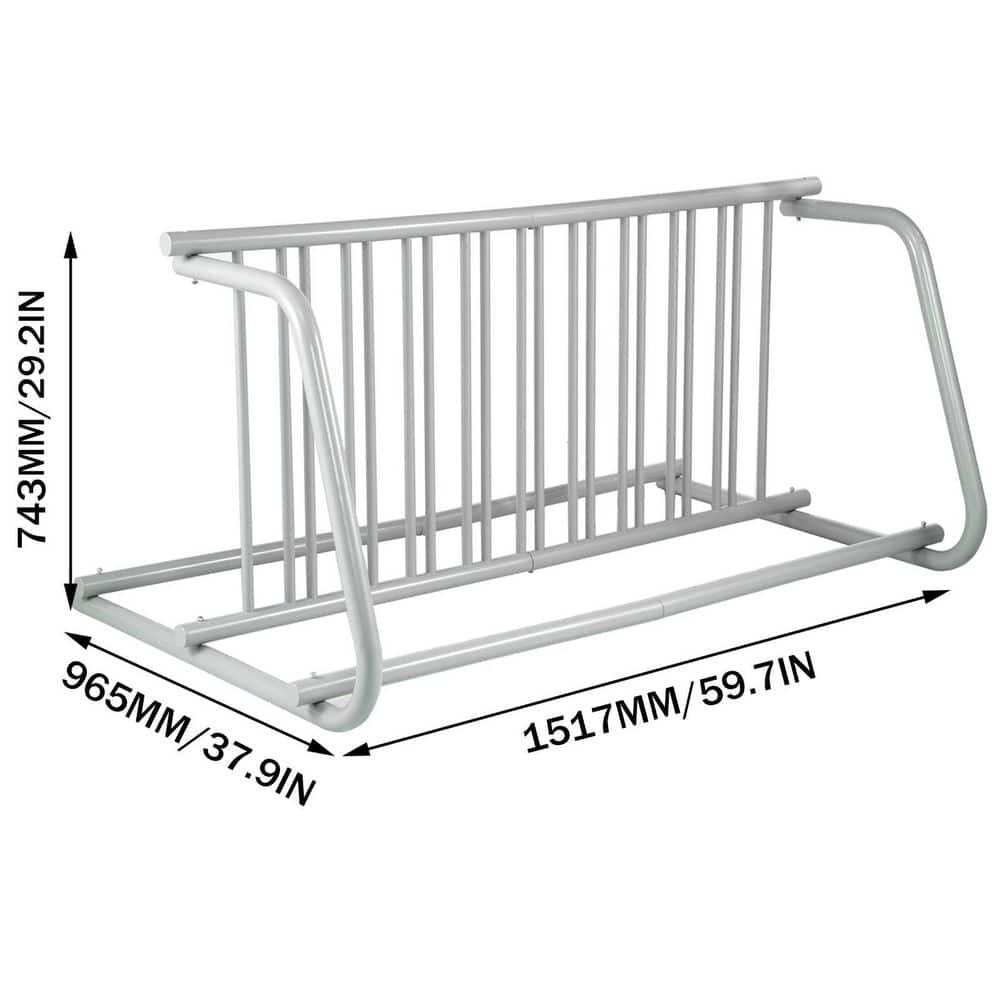KFFKFF 10 Holders Floor Bike Rack, 59" Length All-Steel Grid Bike Rack, 10-Bike Capacity Dual-Side Storage Stand for Garages Streets Yards Bike Events