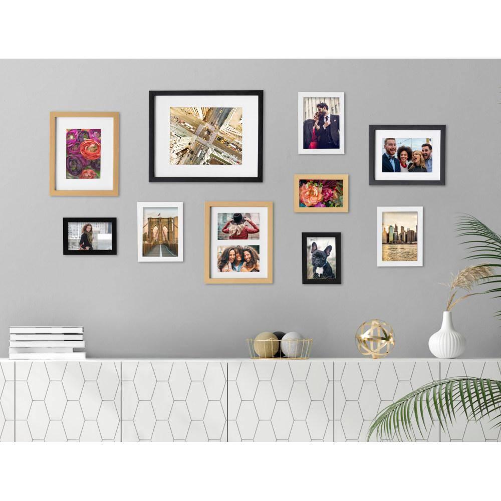 Kate and Laurel Gallery Modern Glam Frame Set, Set of 10, Black, White, and Gold