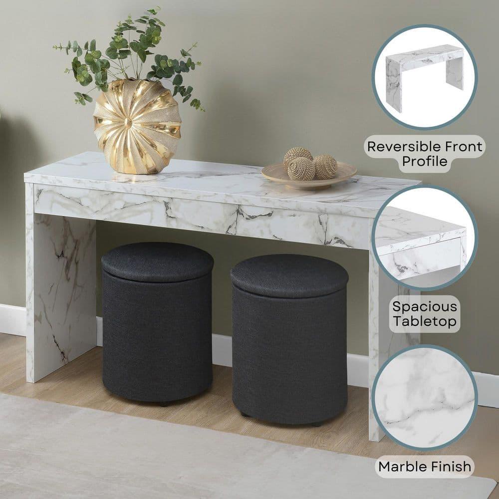 Convenience Concepts Northfield Hall Console Table/Desk, White Faux Marble