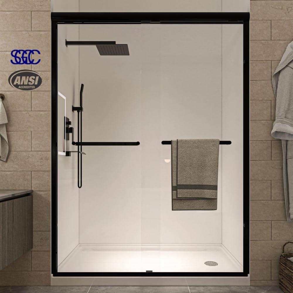 60'' - W x 72'' H Door Semi-Frameless Shower Door with Two Handles