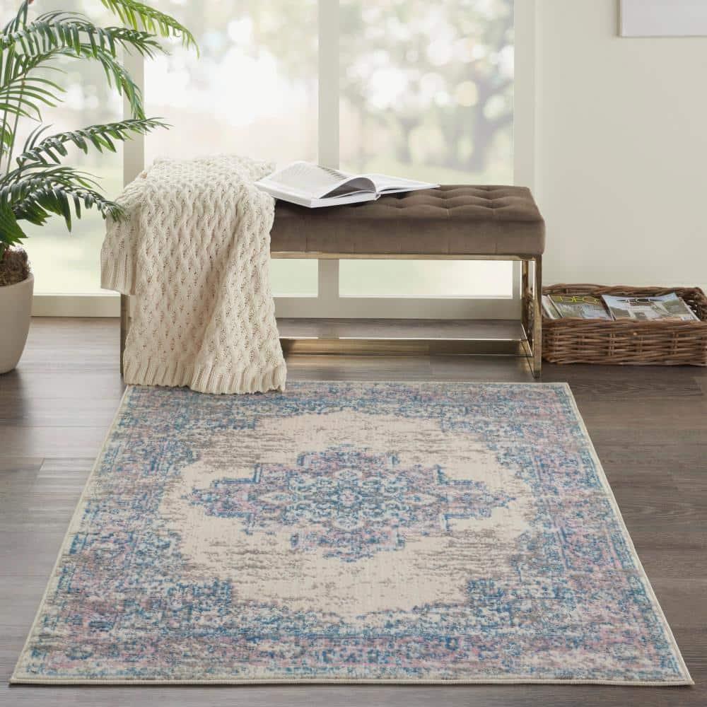Nourison Grafix GRF14 Ivory/Pink Area Rug - Ivory/Pink 3' x 5'