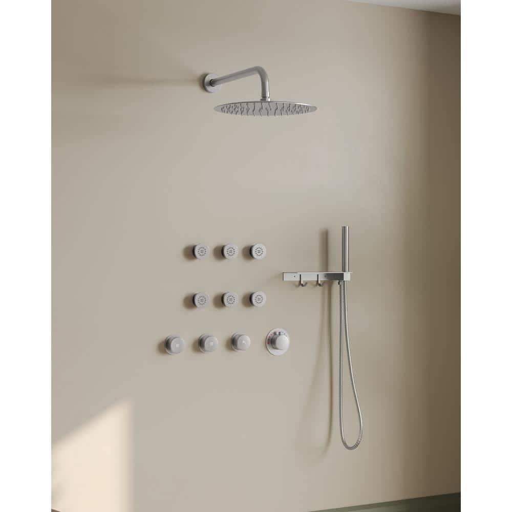 Thermostatic Shower System 12" Rain Shower Head withHandheld Spray,Shower Faucet Set with Valve Trim Kit