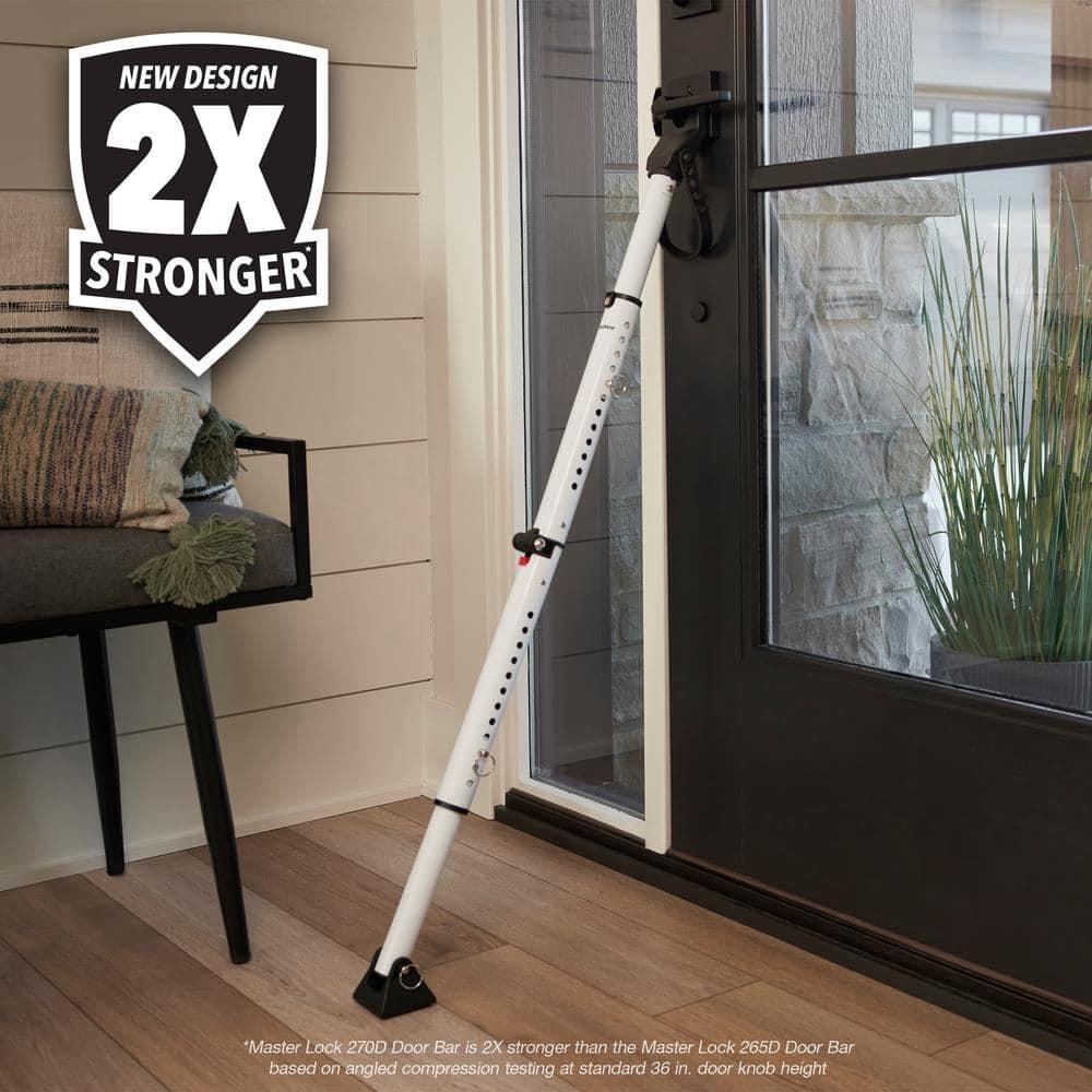 Master Lock Door Bar Dual Function Security: Metal Safety Bar for Door, Black & White, Lifetime Warranty