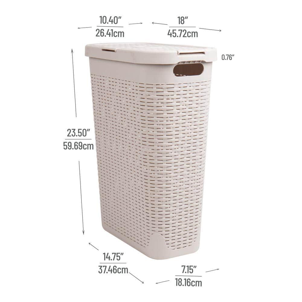 Mind Reader Mind Reader 40L Slim Laundry Hamper, Clothes Basket, Lid, Wicker Design, Plastic