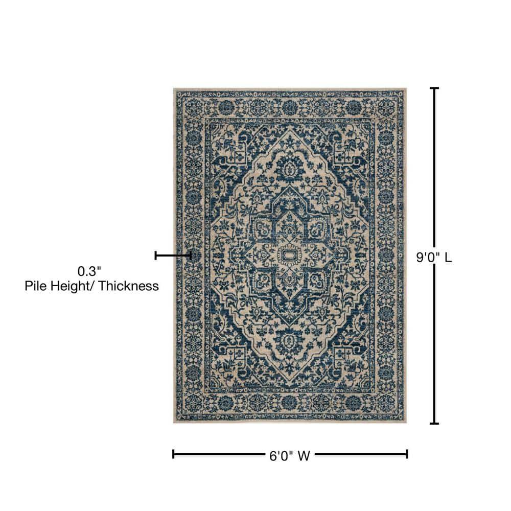 Brentwood BNT832 Power Loomed Indoor Area Rug - Navy/Light Grey - 6'x9' - Safavieh