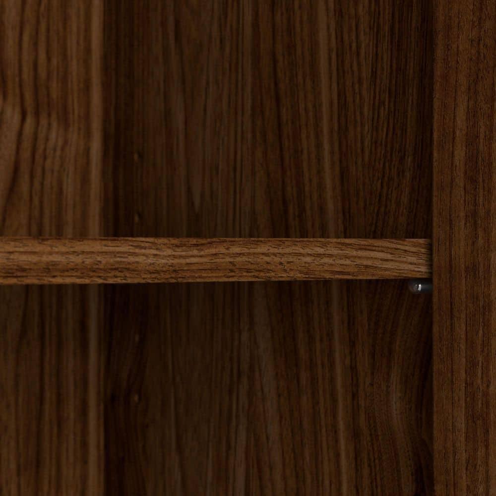 Modern Walnut Tall Office Storage Cabinet with Adjustable Shelving