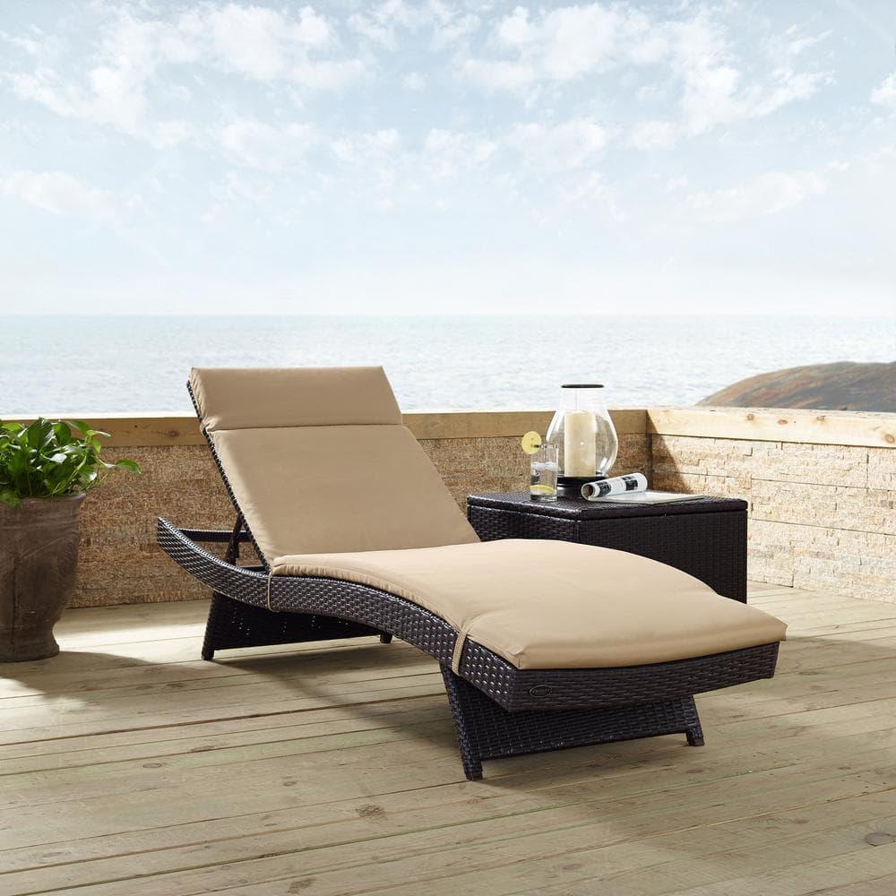 Biscayne Chaise Lounge with Mocha Cushion Brown - Crosley: Steel Frame, Weather-Resistant, Adjustable Back