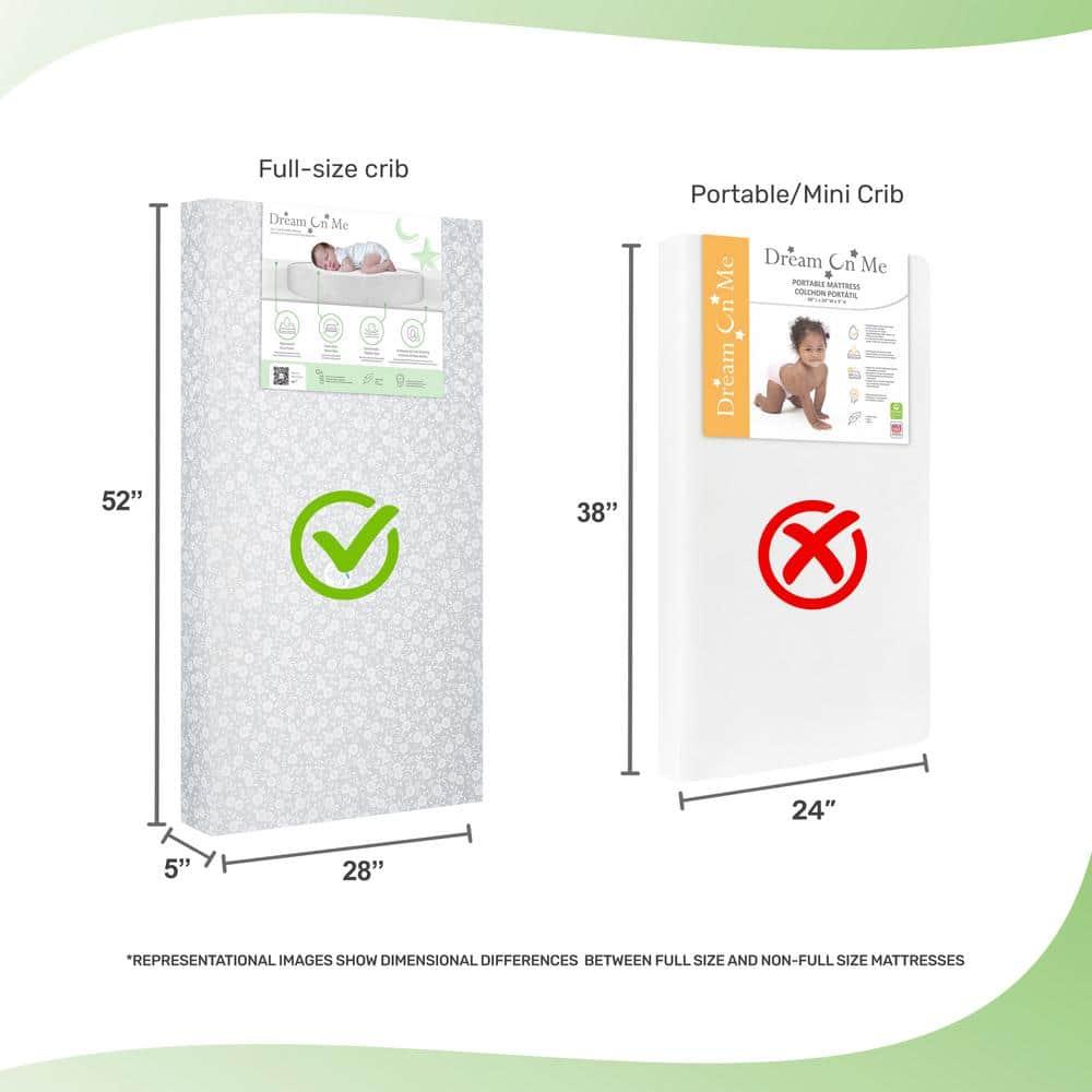Dream on Me Orthopedic Firm Fiber Dual-Sided Crib & Toddler Mattress, Greenguard Gold Certified, 15 Years Warranty, Grey Embossed