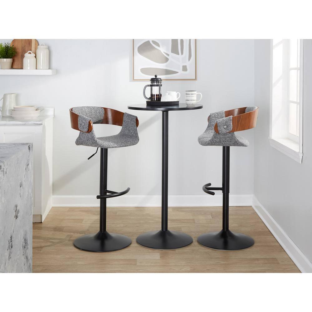 Set of 2 Elisa Adjustable Barstools Walnut/Gray - LumiSource: Mid-Century, Swivel, Footrest, 250lb Capacity