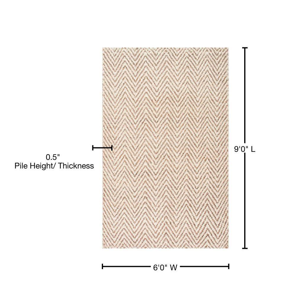 Vania Chevron Jute Off White 6 ft. x 9 ft. Area Rug