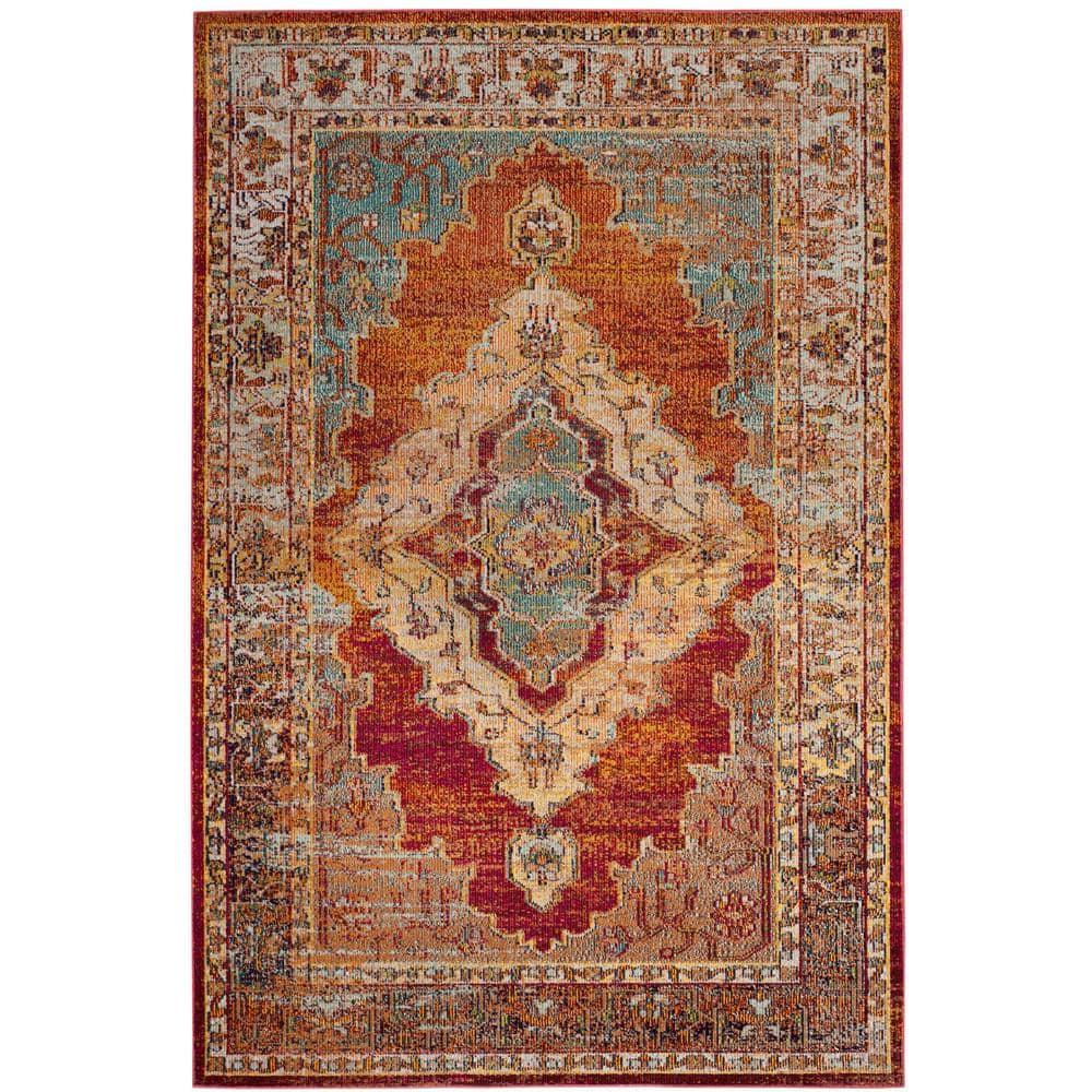 Crystal CRS500 Power Loomed Area Rug - Orange/Light Blue - 5'x8' - Safavieh.
