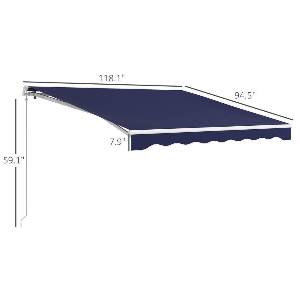 Outsunny 59'' Polyester Cream Cover Motorized Retractable Patio Awning