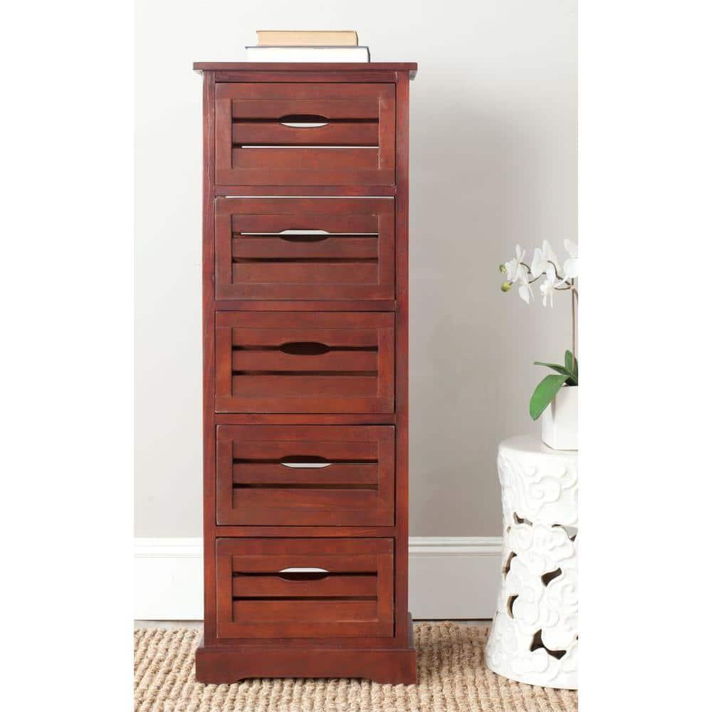 Samara 5 Drawer Cabinet - AMH5714 - Dark Cherry - Safavieh Couture